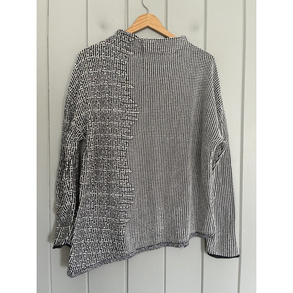 NIC+ZOE Pixel Knit Sweater XL Mock Neck Asymmetrical Hem Cotton Blend Boho